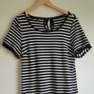 Talbots Striped Short Sleeve with Tassles Dress M